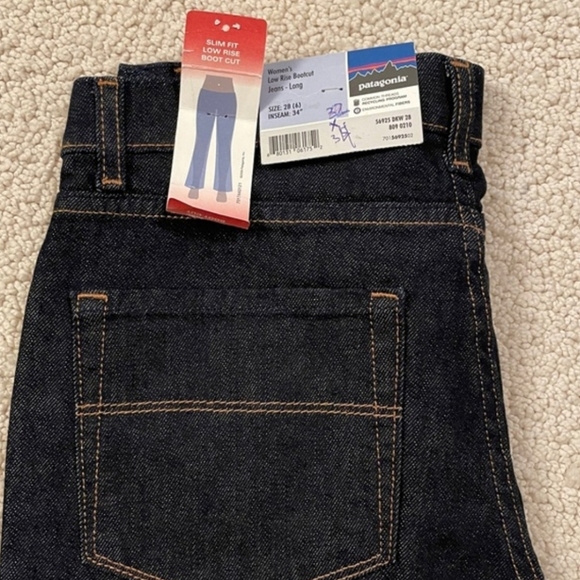 NWT Patagonia Slim Fit Low Rise Boot Cut Dark Wash Jeans Womens Tall Size 6 - Picture 3 of 5